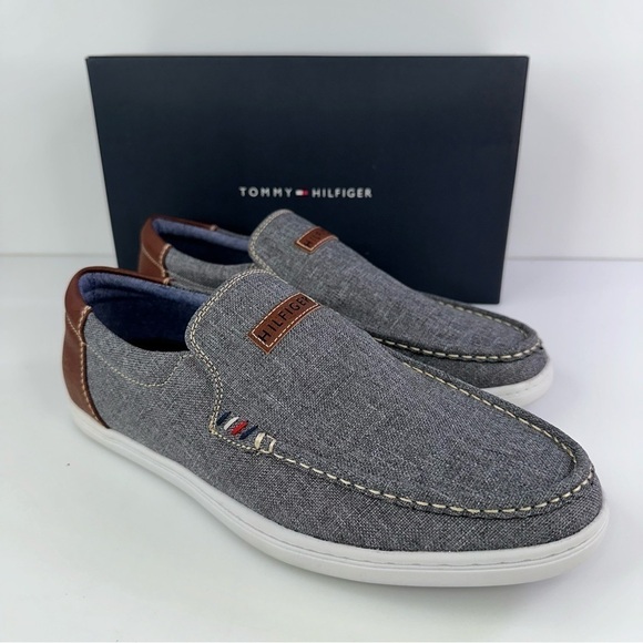 TOMMY HILFIGER Mens Gray Linen Stretch Carlid Round Toe Slip On Sneakers main image 8